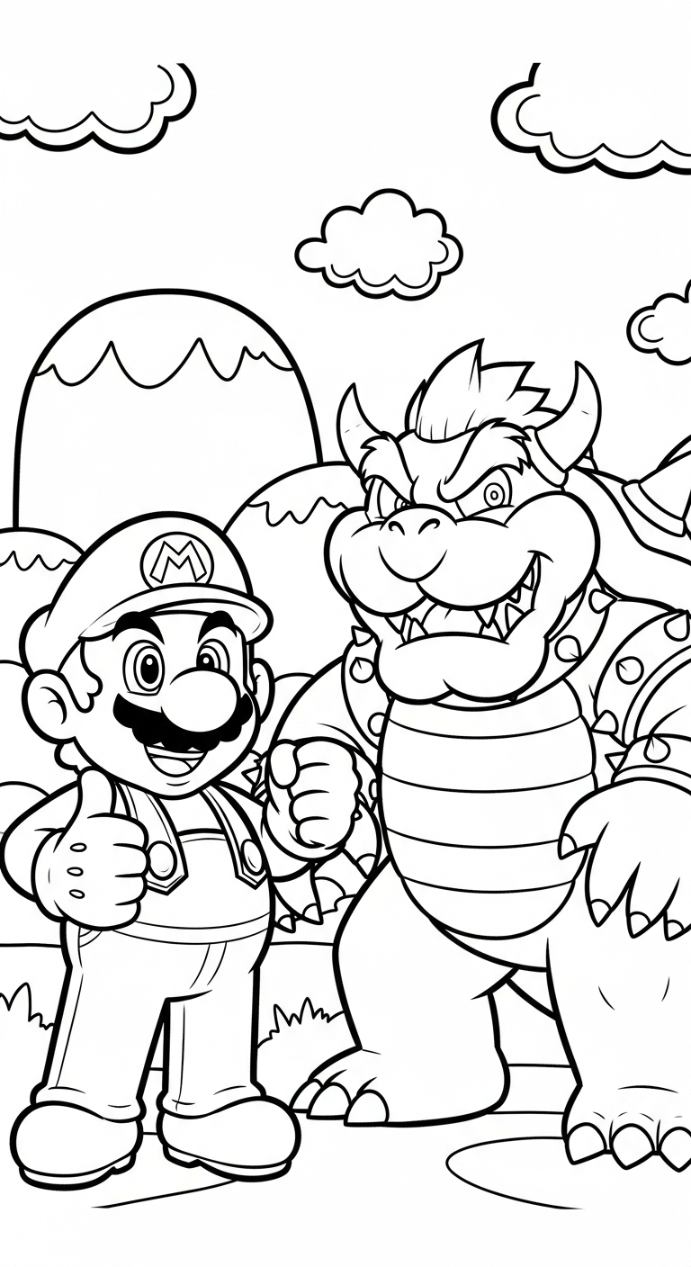 tranh tô màu Mario cho bé 3 tuổi