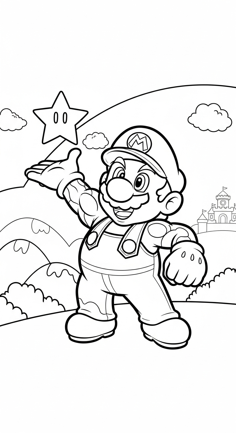 hình tô màu Mario cho bé 6 tuổi miễn phí