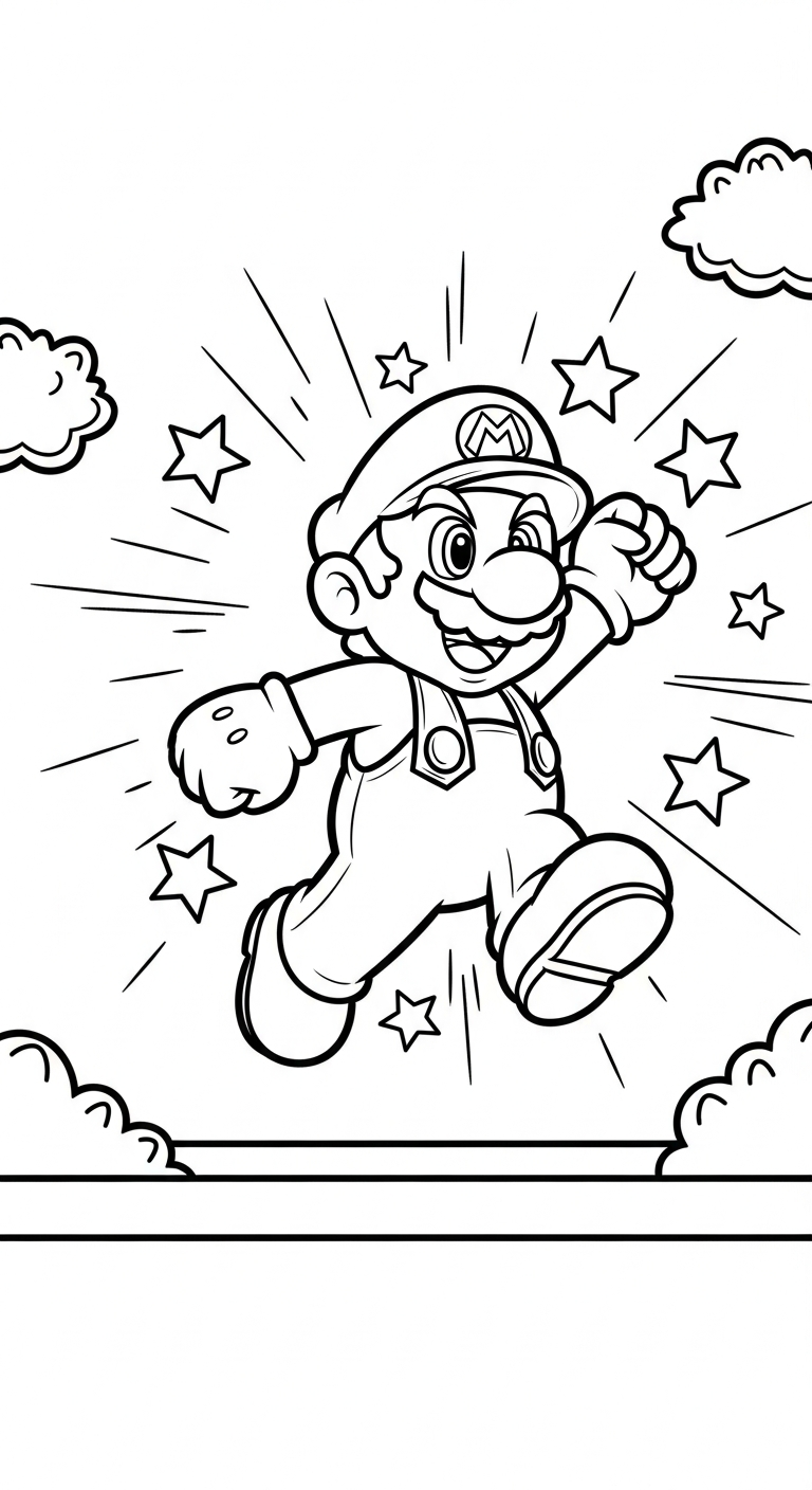 tranh tô màu Mario cho bé 7 tuổi 1