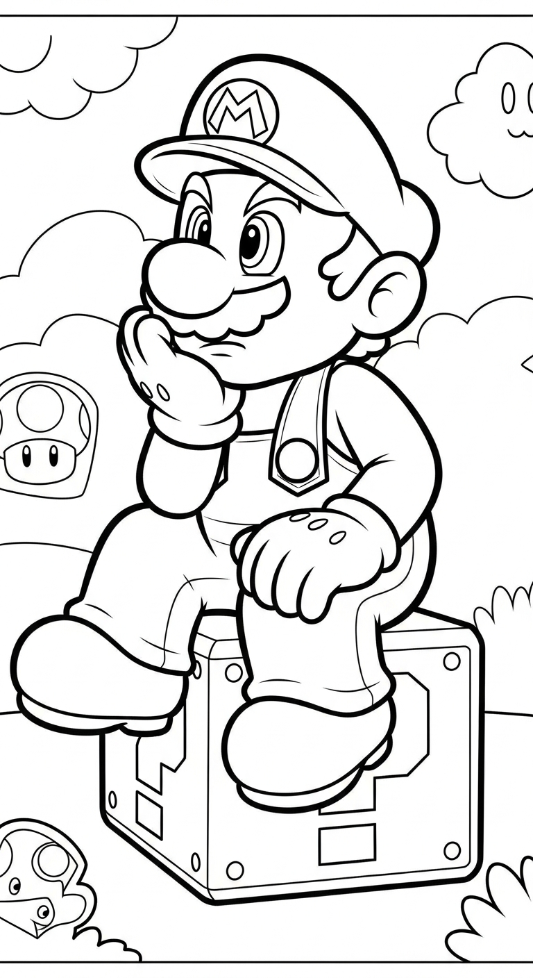 tranh tô màu Mario cho bé 4 tuổi miễn phí