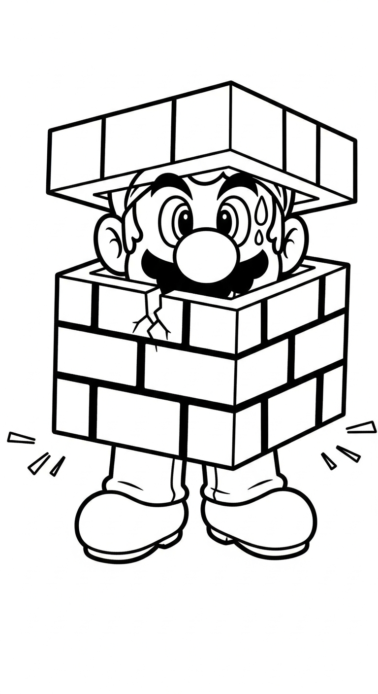 hình tô màu Mario cho bé 3 tuổi