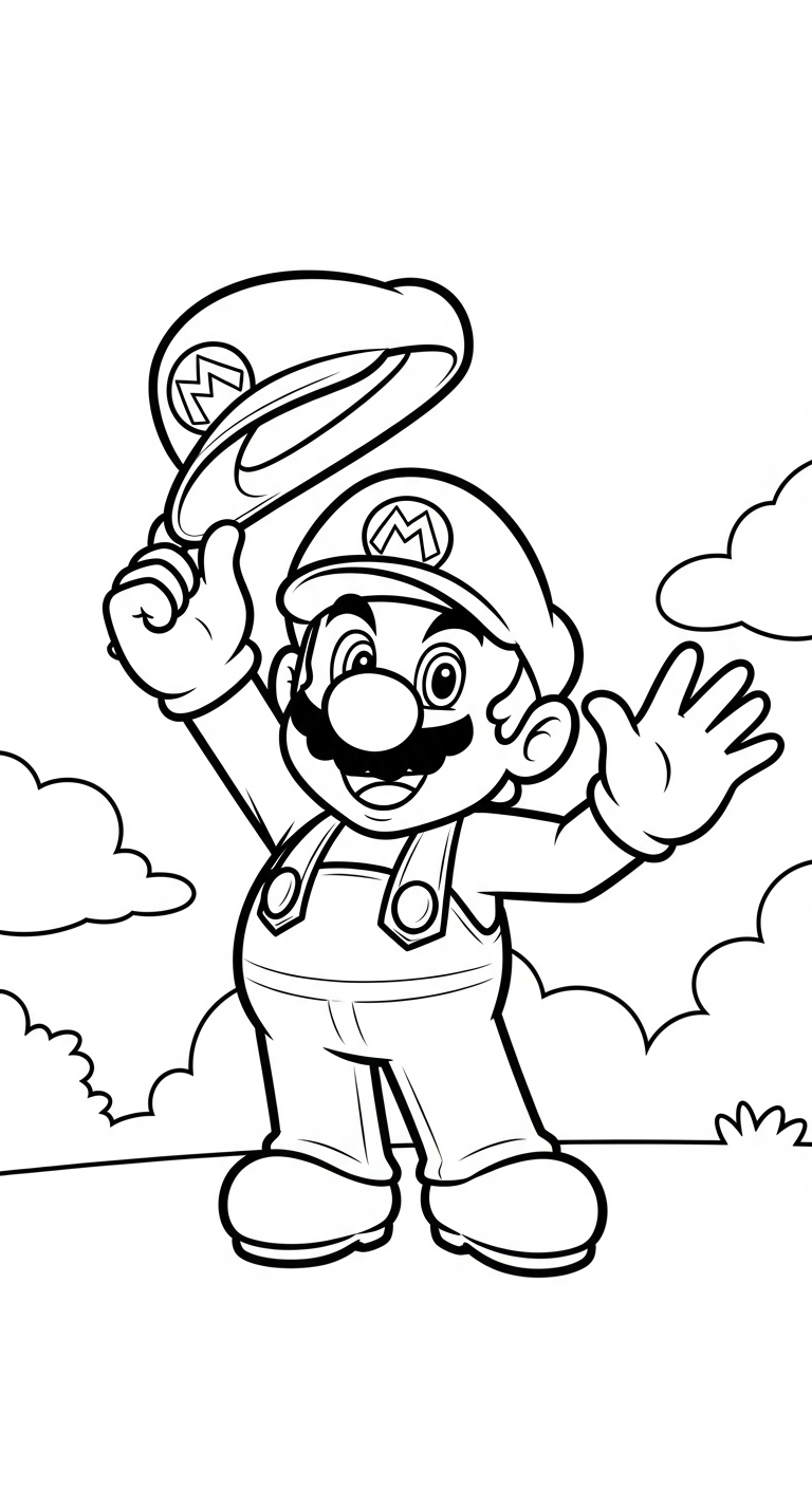 tranh tô màu Mario cho bé 5 tuổi