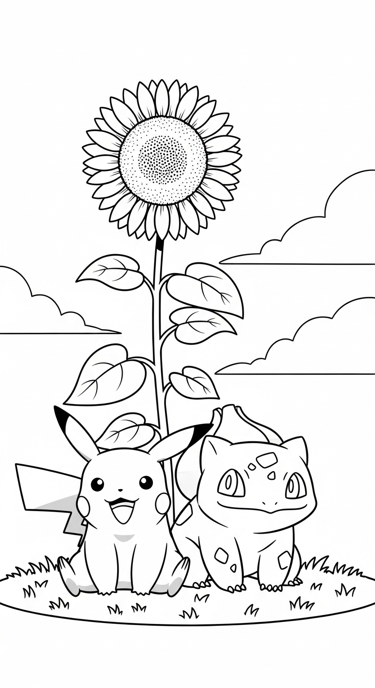 in hình tô màu Pikachu cho bé 8 tuổi