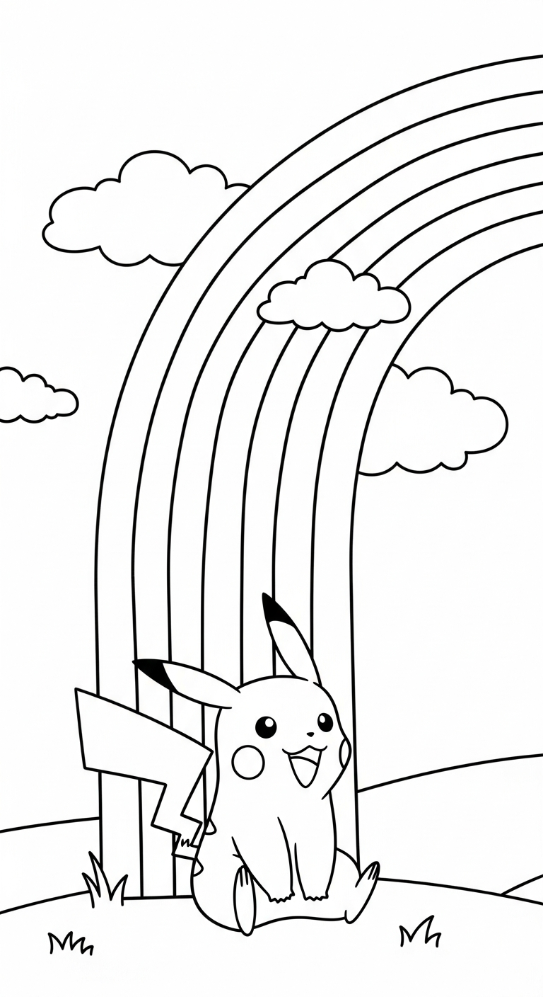 file hình tô màu Pikachu cho bé in