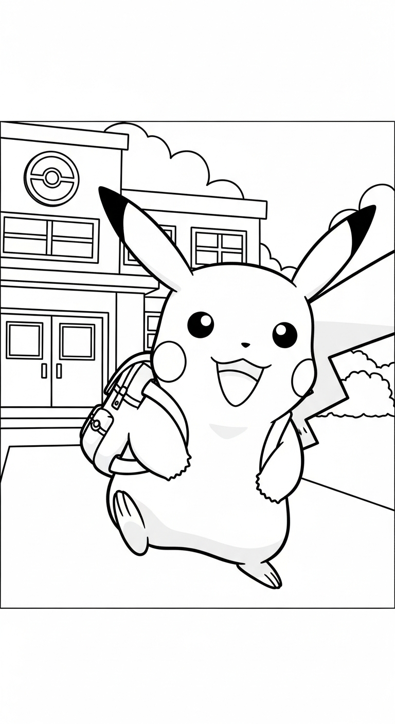 in tranh tô màu Pikachu khổ A4