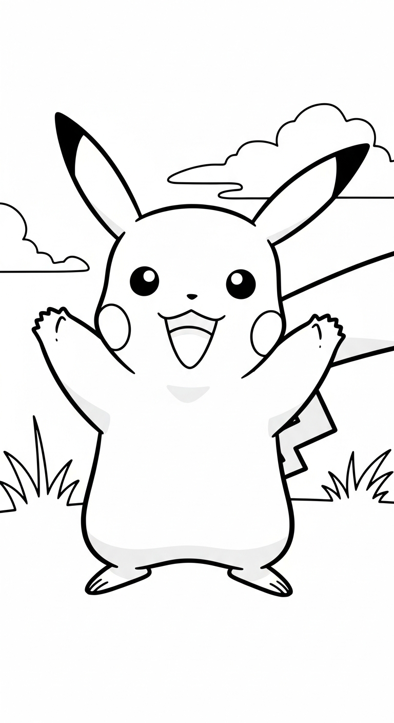 in hình tô màu Pikachu