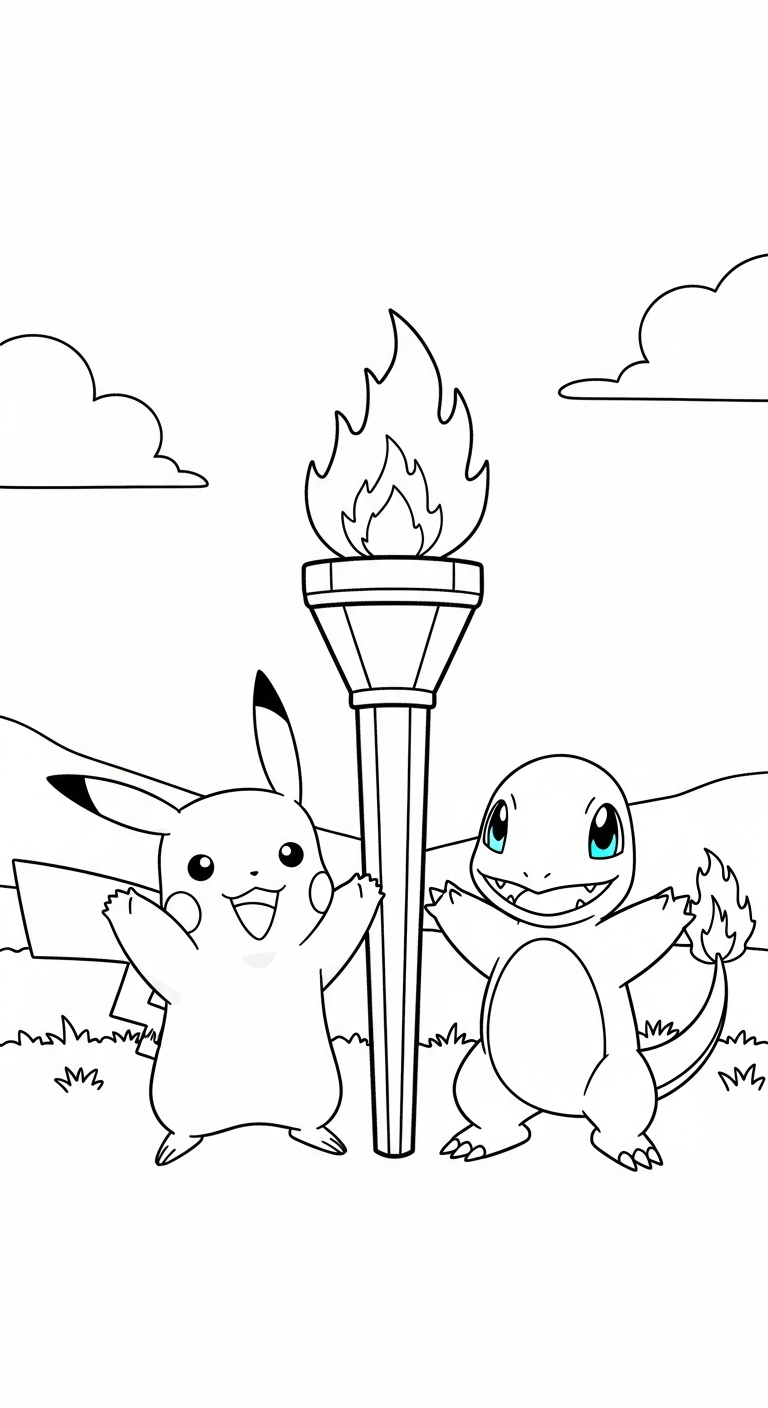 hình tô màu Pikachu cho bé tải miễn phí