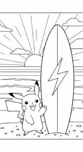 in tranh tô màu Pikachu cho bé 3 tuổi