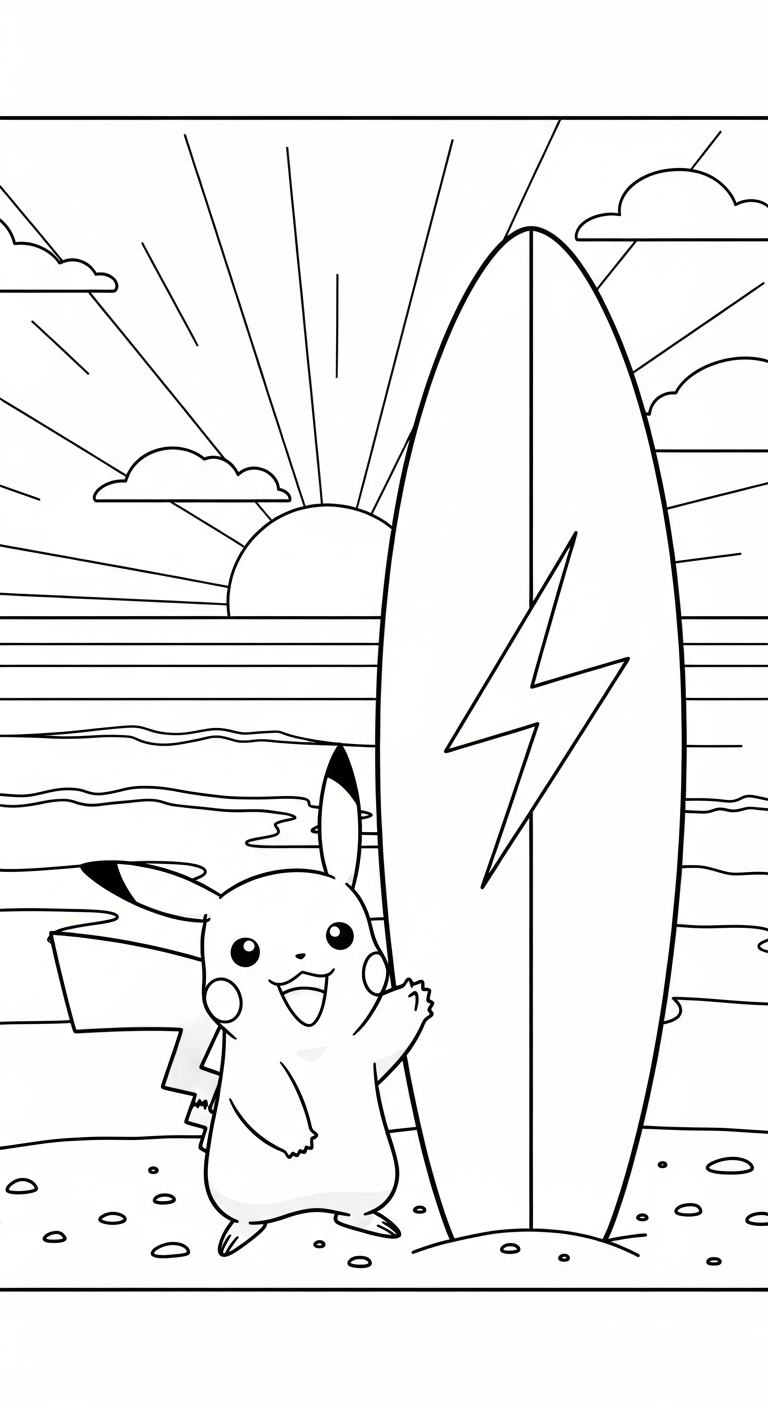 in tranh tô màu Pikachu cho bé 3 tuổi