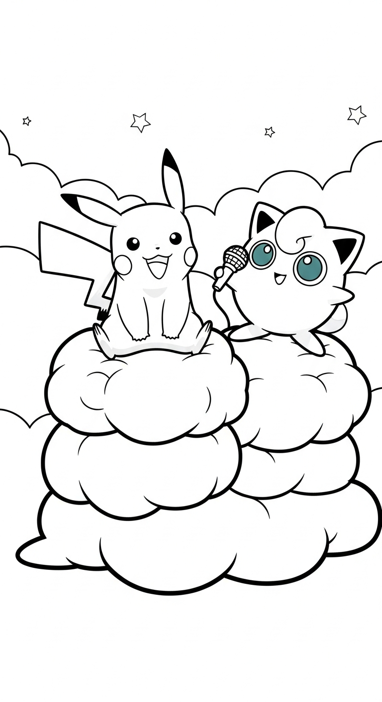 tranh tô màu Pikachu cho bé tải miễn phí