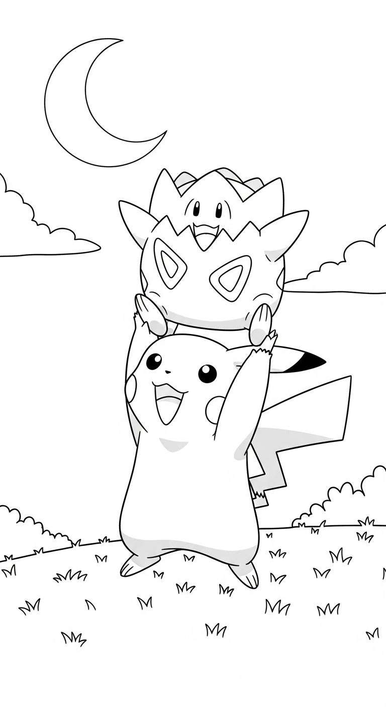 in hình tô màu Pikachu cho bé 3 tuổi