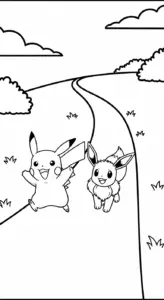 mẫu in hình tô màu Pikachu cho bé
