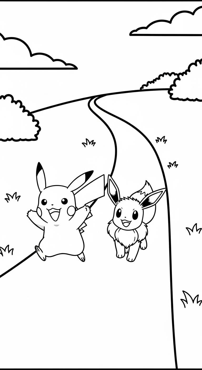 mẫu in hình tô màu Pikachu cho bé