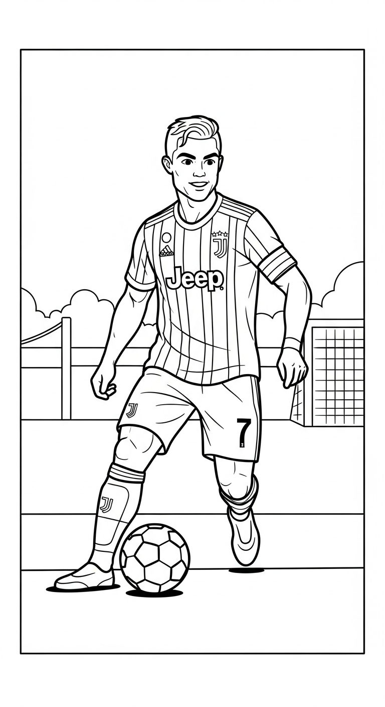 tranh tô màu Ronaldo cho bé 7-8 tuổi