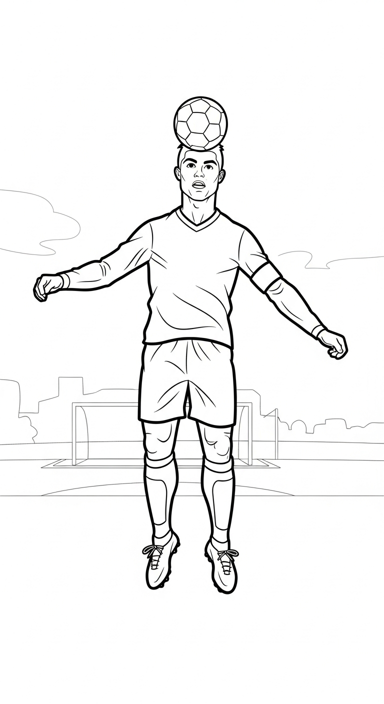 in tranh tô màu Ronaldo cho bé 7 tuổi