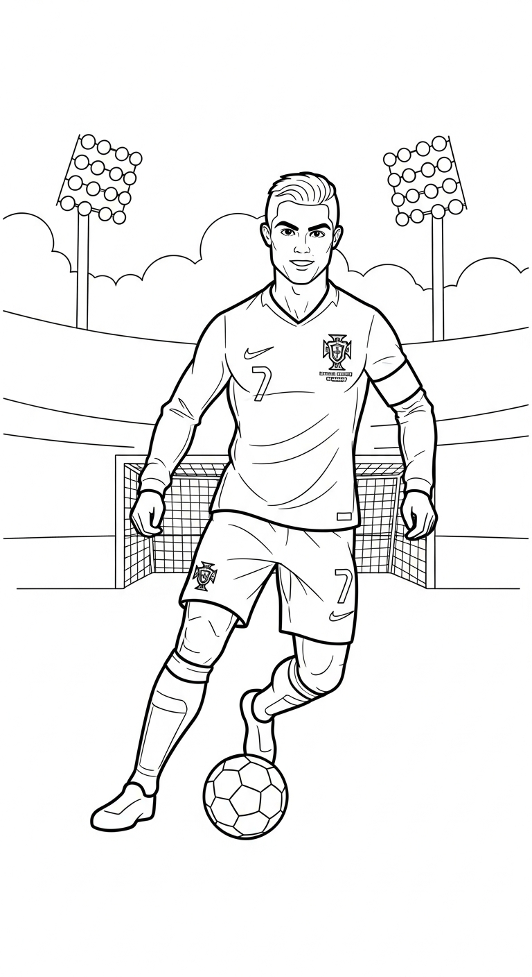 in hình tô màu Ronaldo cho bé 6 tuổi