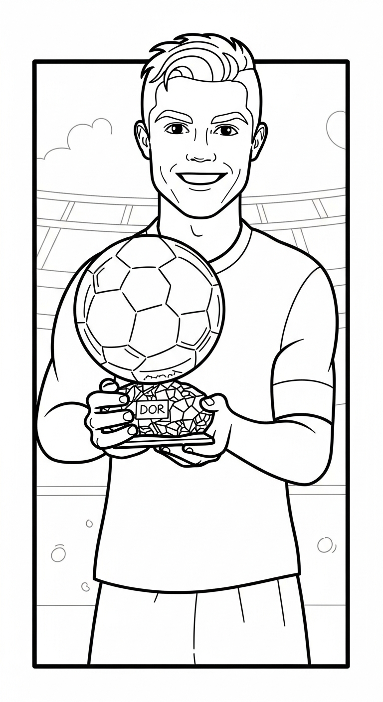in hình tô màu Ronaldo cho bé 8 tuổi