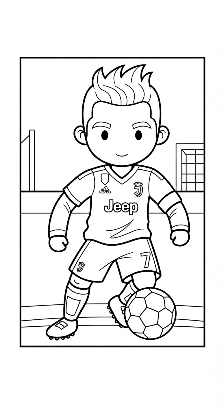 hình tô màu Ronaldo cho bé 3 tuổi miễn phí