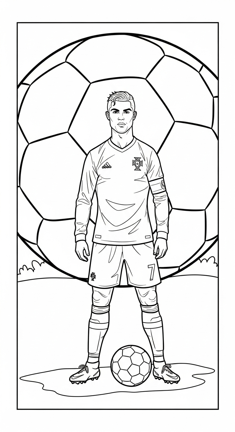 hình tô màu Ronaldo cho bé 5 tuổi