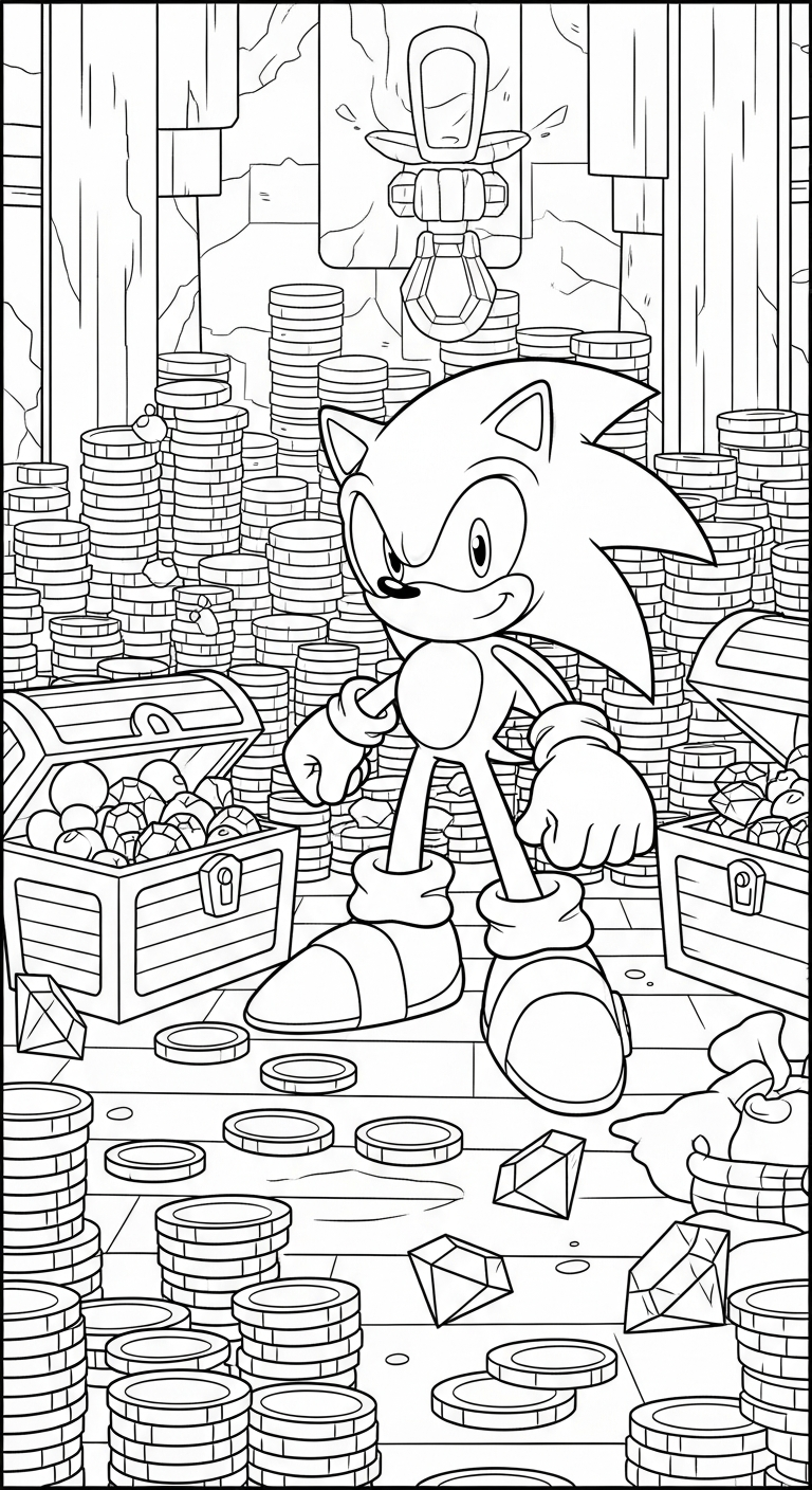 file tranh tô màu Sonic cho bé in