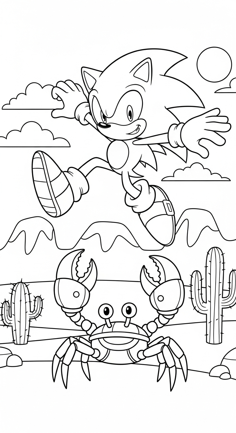 mẫu in hình tô màu Sonic cho bé