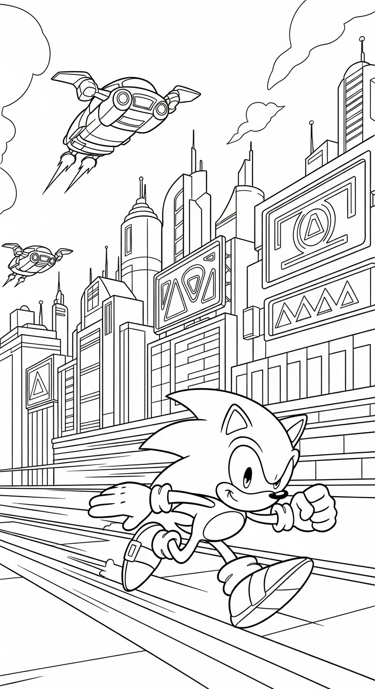 hình tô màu Sonic cho bé 3 tuổi