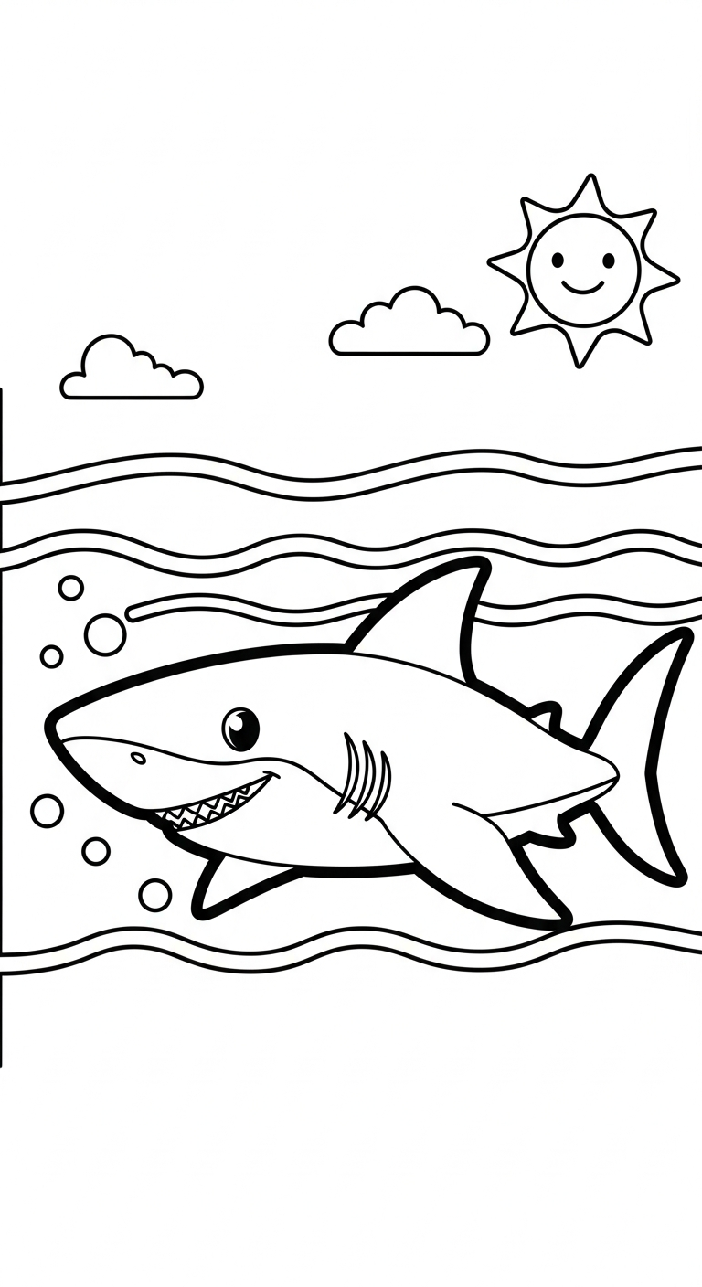 tranh tô màu cá mập cho bé mới nhất