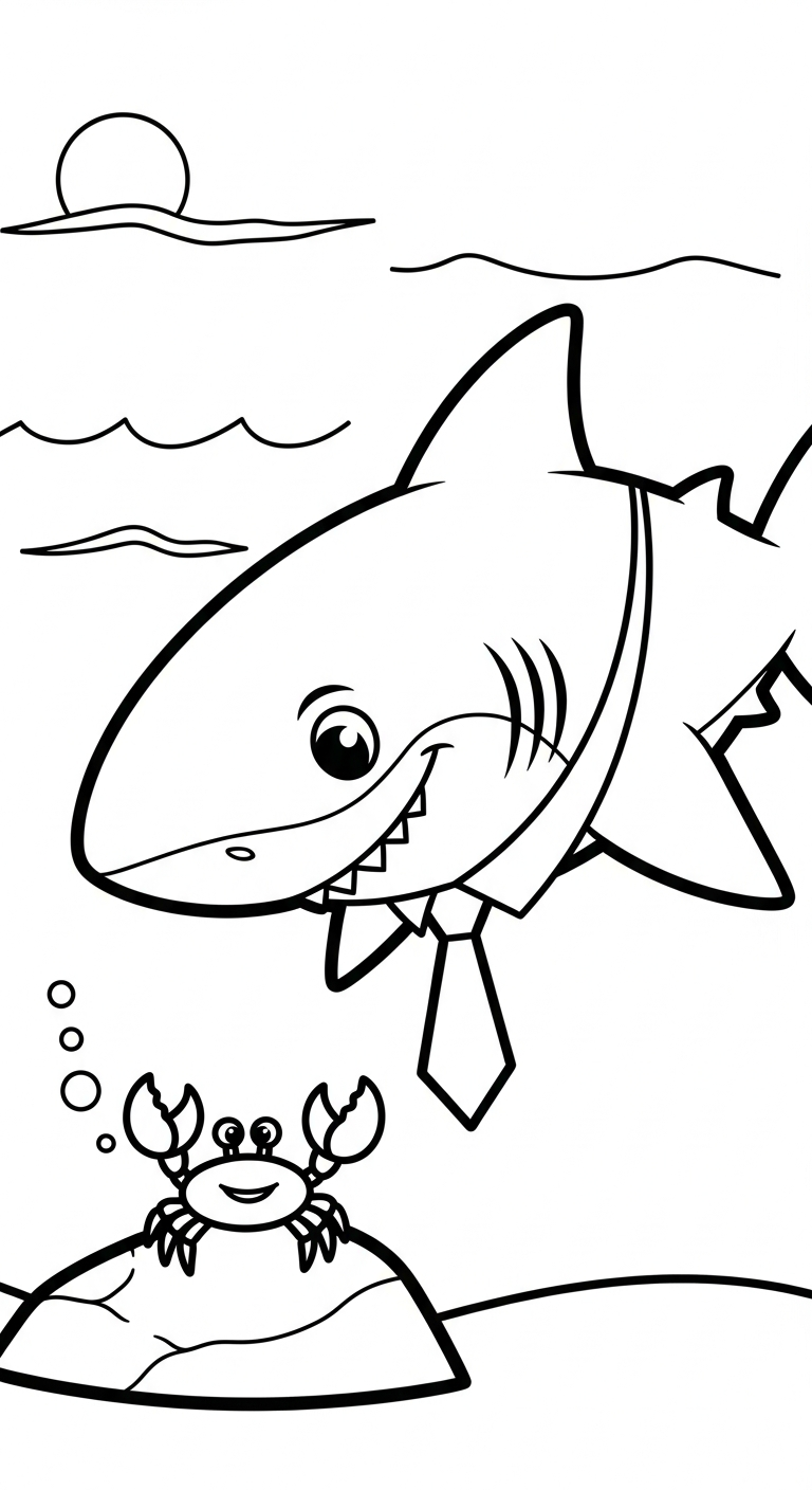 tranh tô màu cá mập cho bé 7-8 tuổi