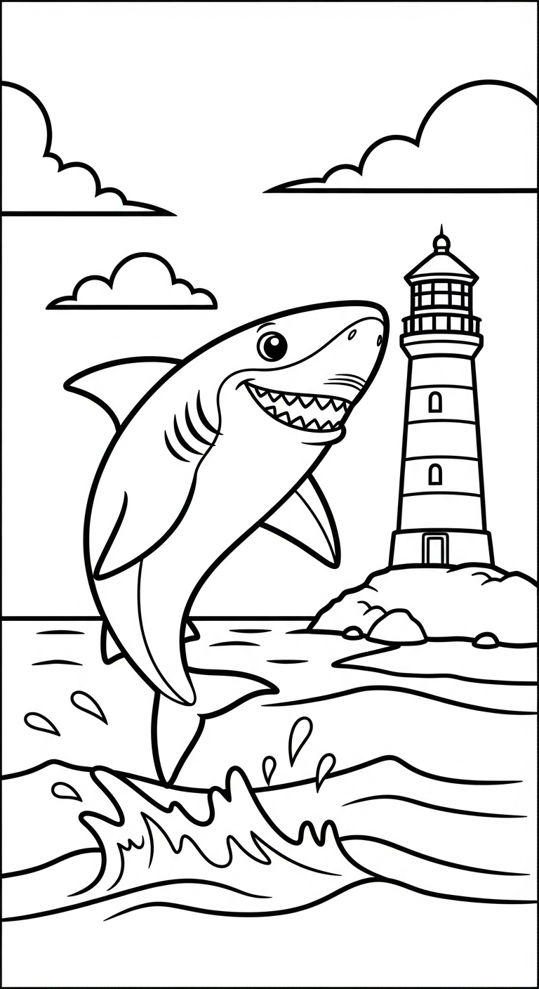 hình tô màu cá mập cho bé 7 tuổi
