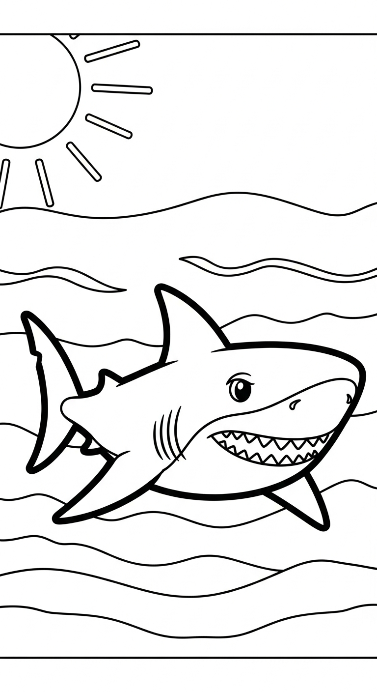 hình tô màu cá mập cho bé 8 tuổi