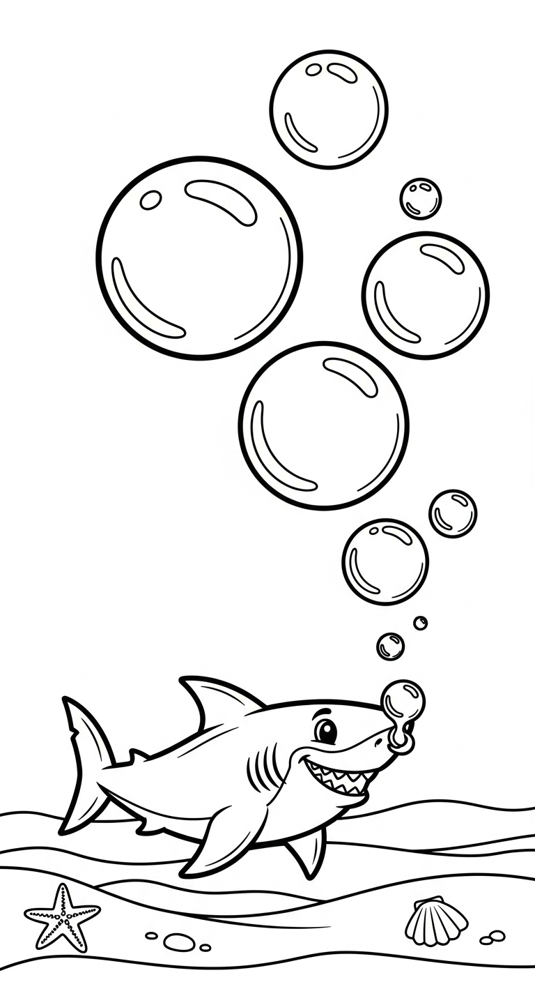 in hình tô màu cá mập cho bé 4 tuổi