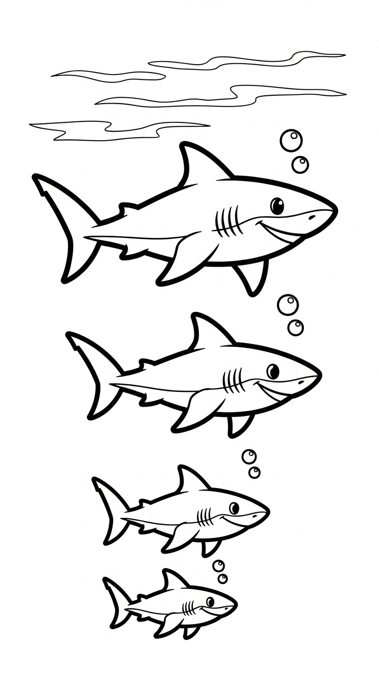 hình tô màu cá mập cho bé 3 tuổi miễn phí
