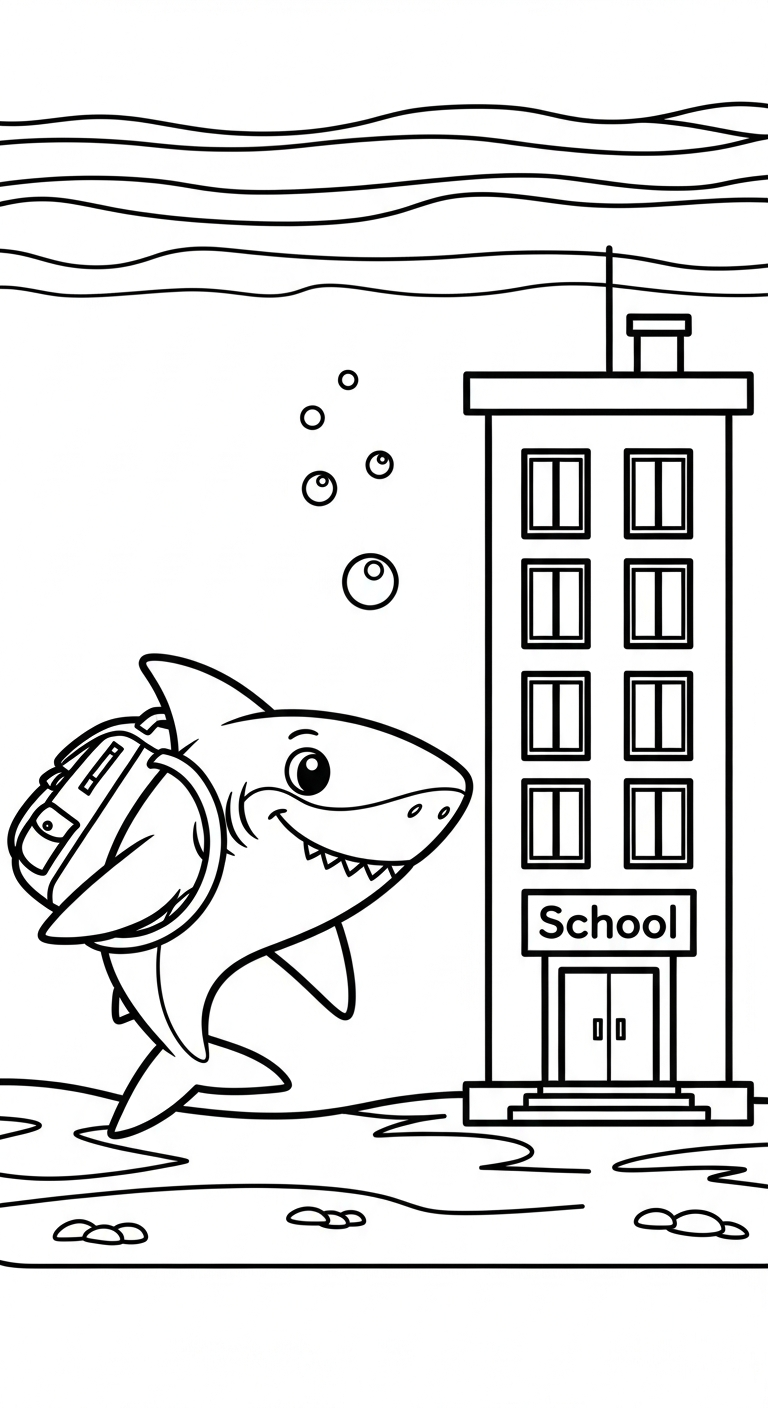 tranh tô màu cá mập cho bé đơn giản