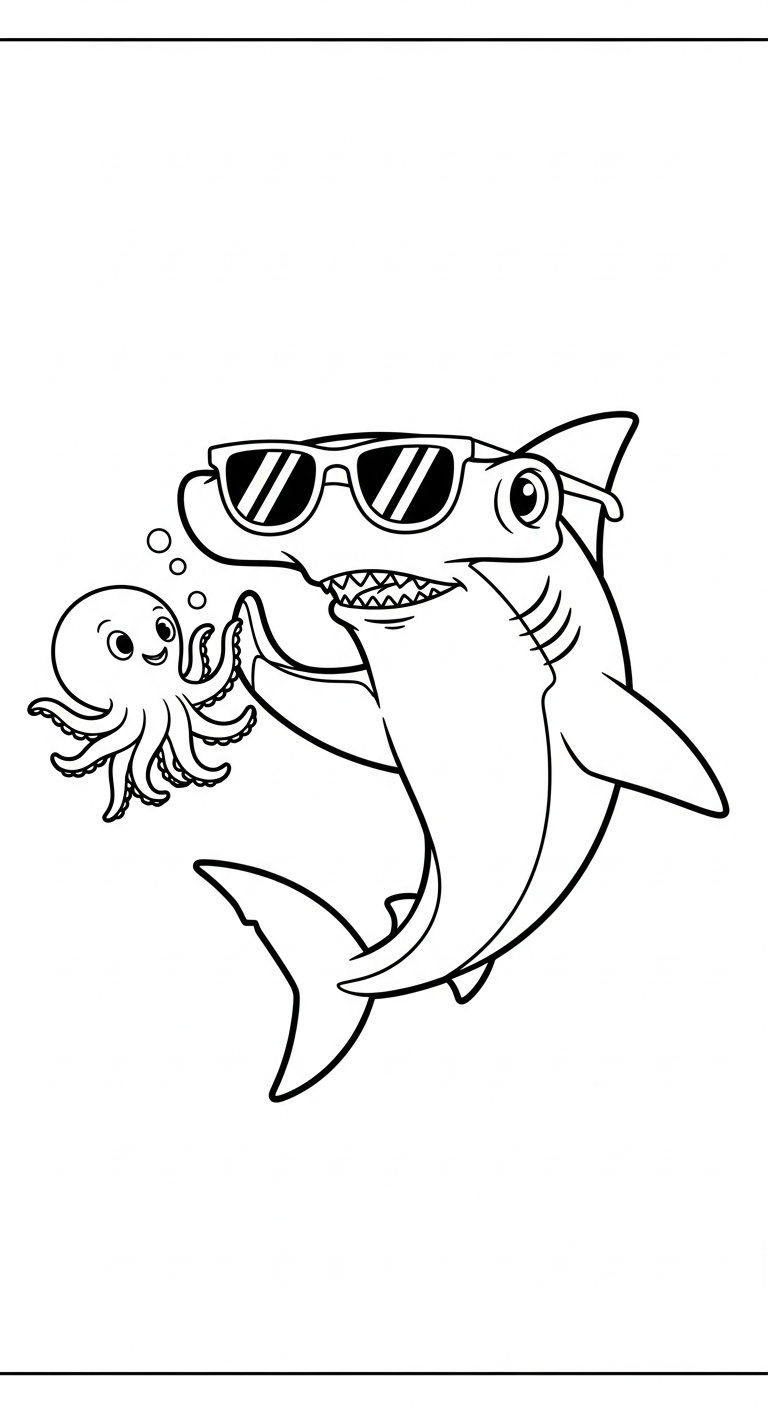 tranh tô màu cá mập in ngay
