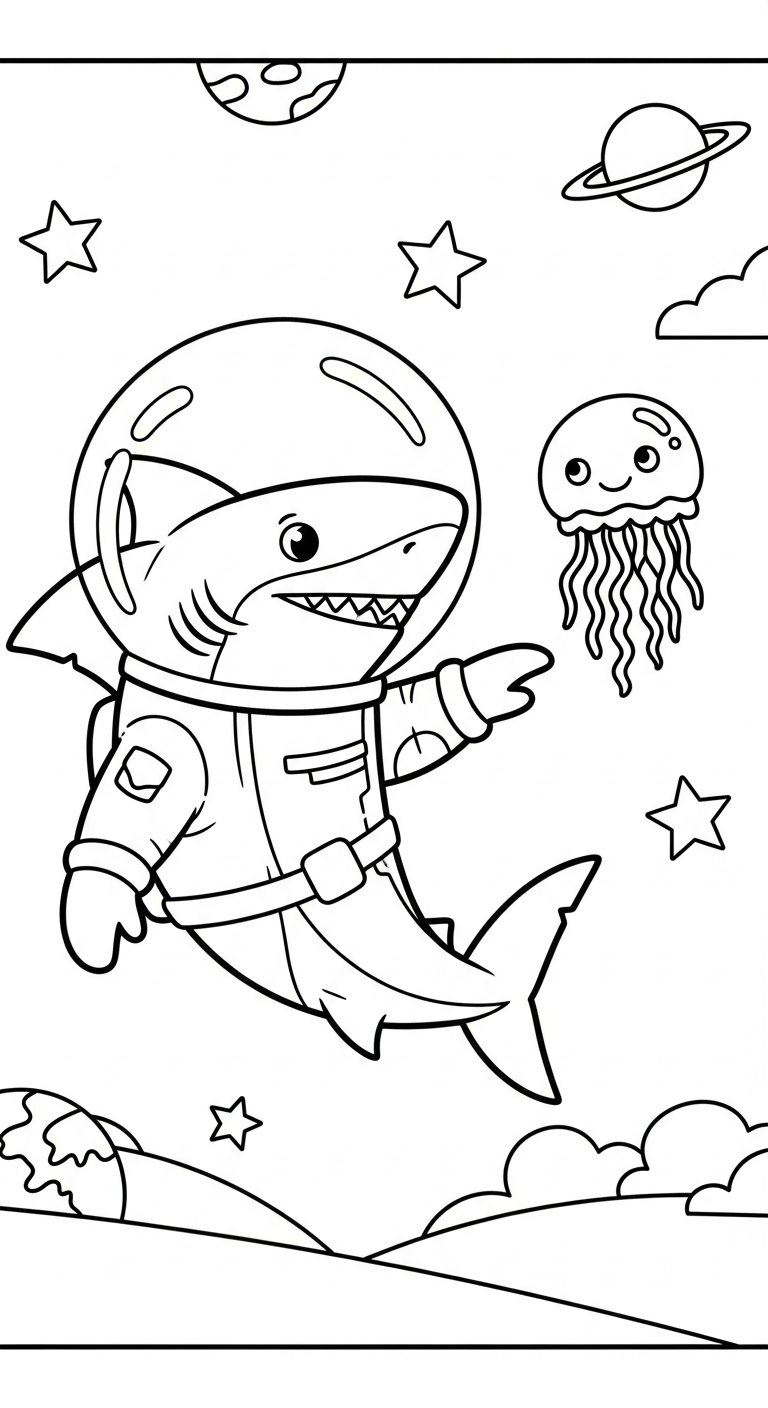 in tranh tô màu cá mập cho bé 5 tuổi