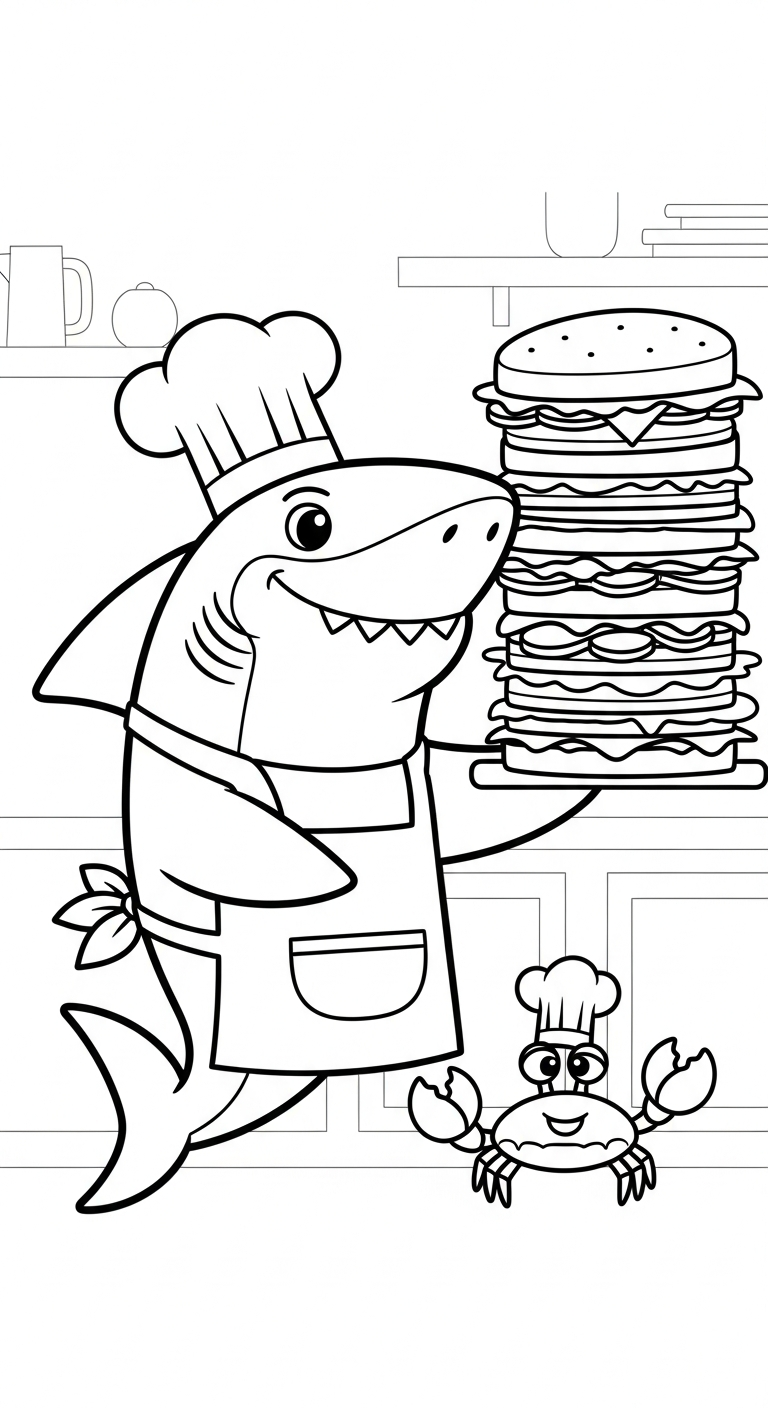 tranh tô màu cá mập miễn phí