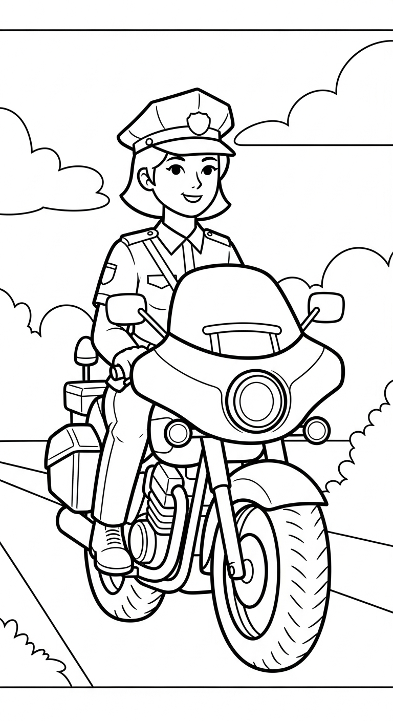 file tranh tô màu cảnh sát cho bé in