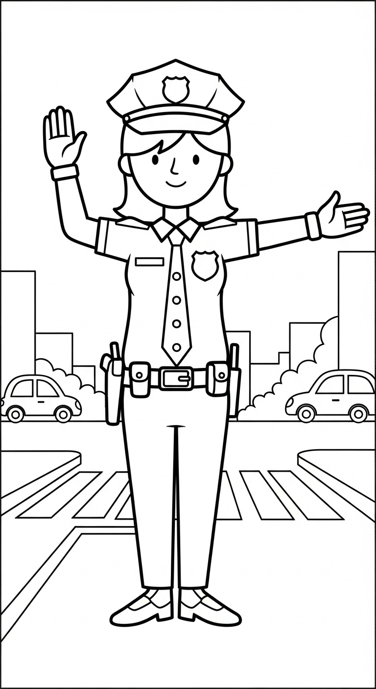 in tranh tô màu cảnh sát cho bé 6 tuổi