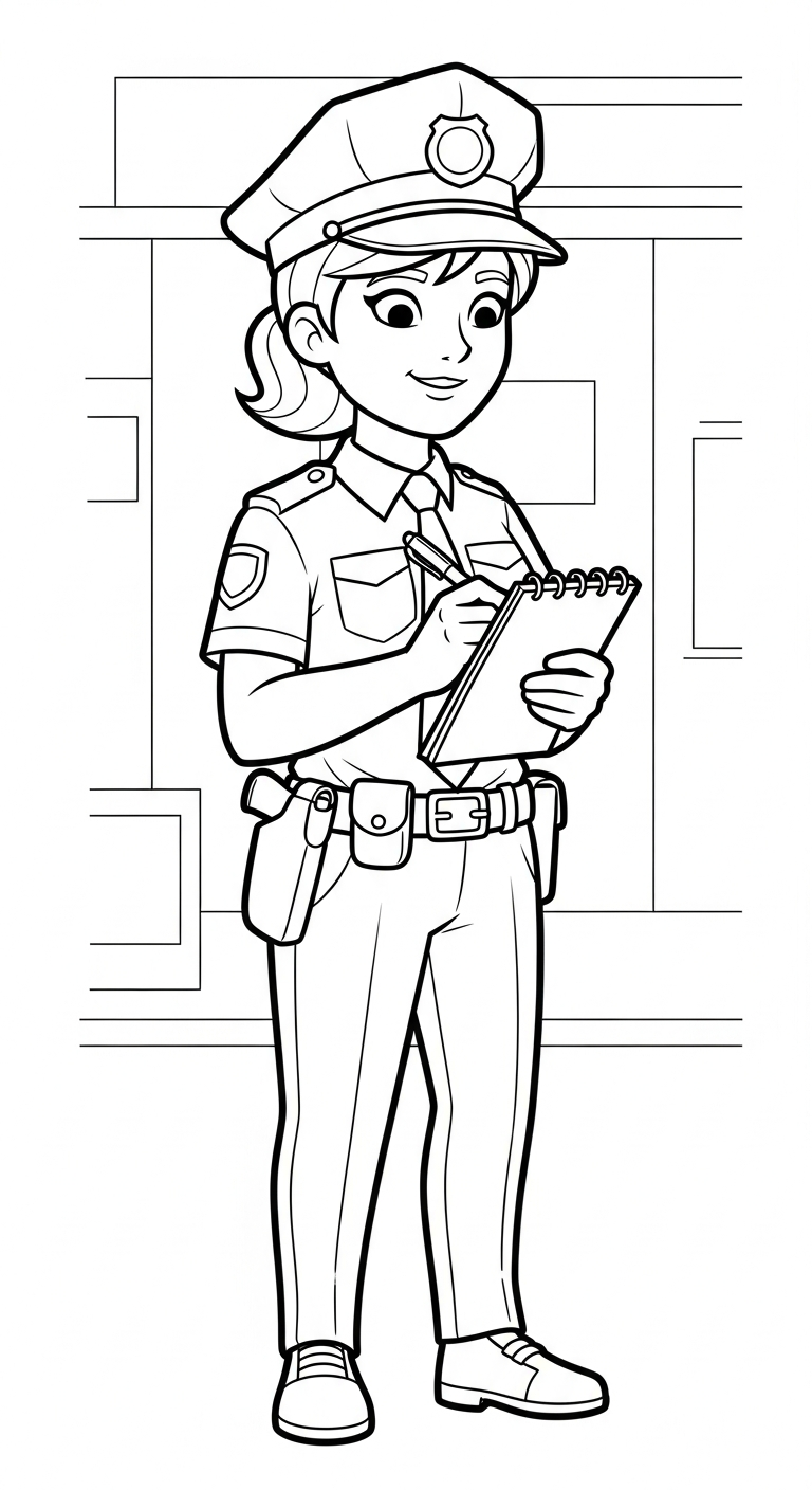 mẫu tranh tô màu cảnh sát cho bé