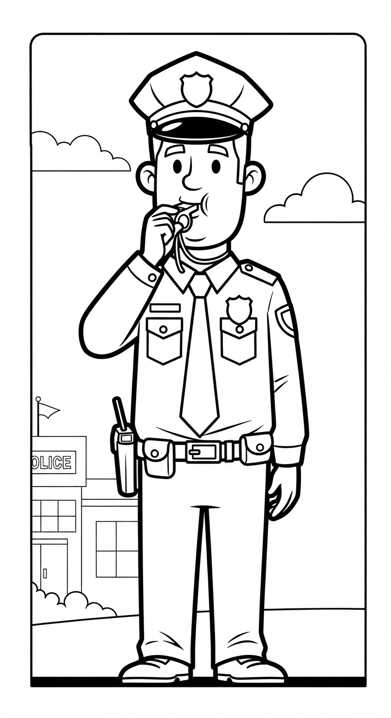 tải tranh tô màu cảnh sát cho bé 4 tuổi