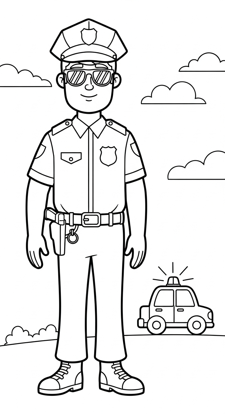 in tranh tô màu cảnh sát
