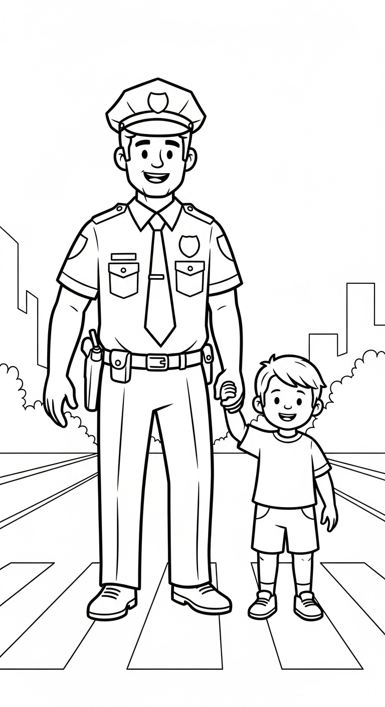 mẫu in hình tô màu cảnh sát cho bé