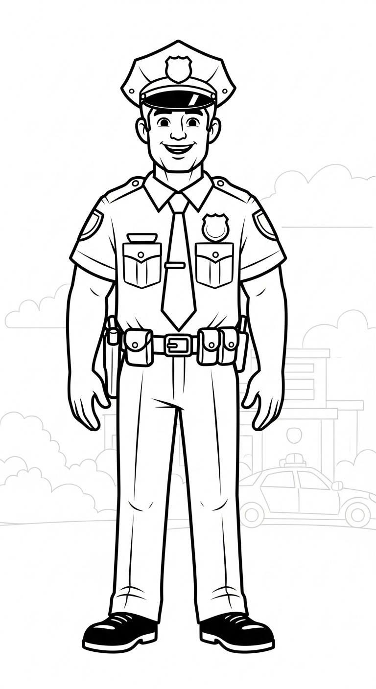 tranh tô màu cảnh sát cho bé đơn giản 1