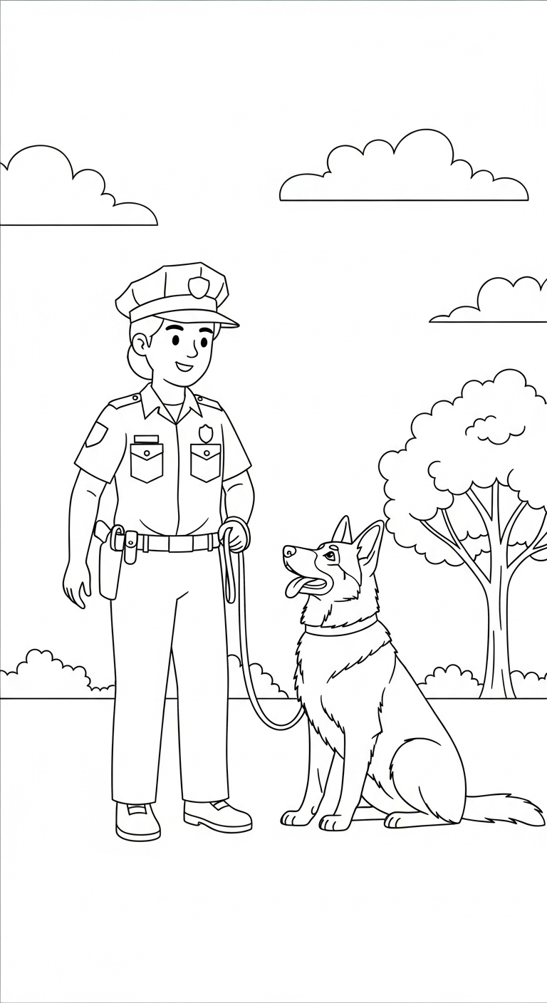 in tranh tô màu cảnh sát miễn phí