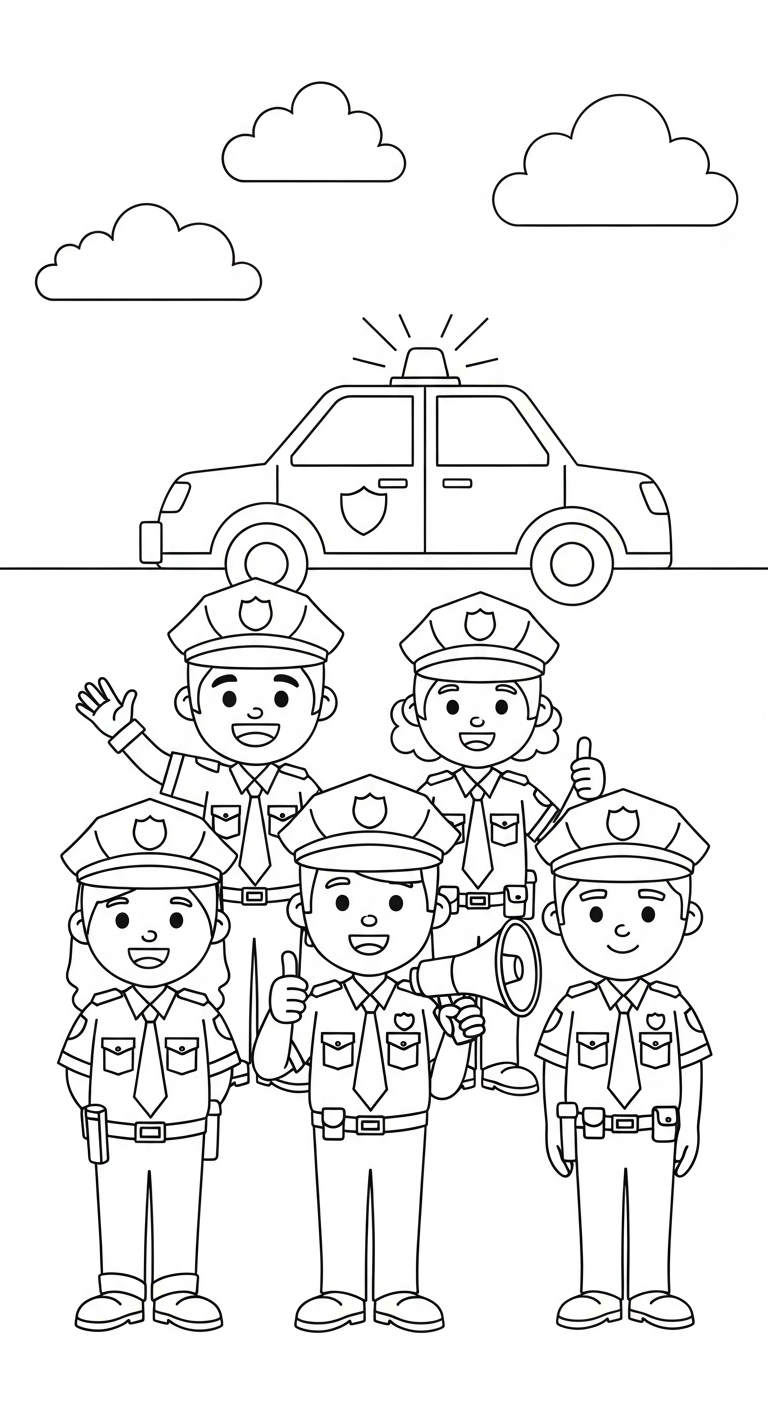 mẫu in tranh tô màu cảnh sát cho bé