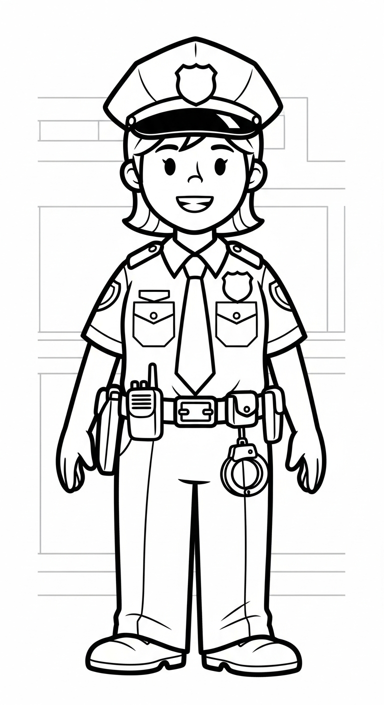 in tranh tô màu cảnh sát cho bé
