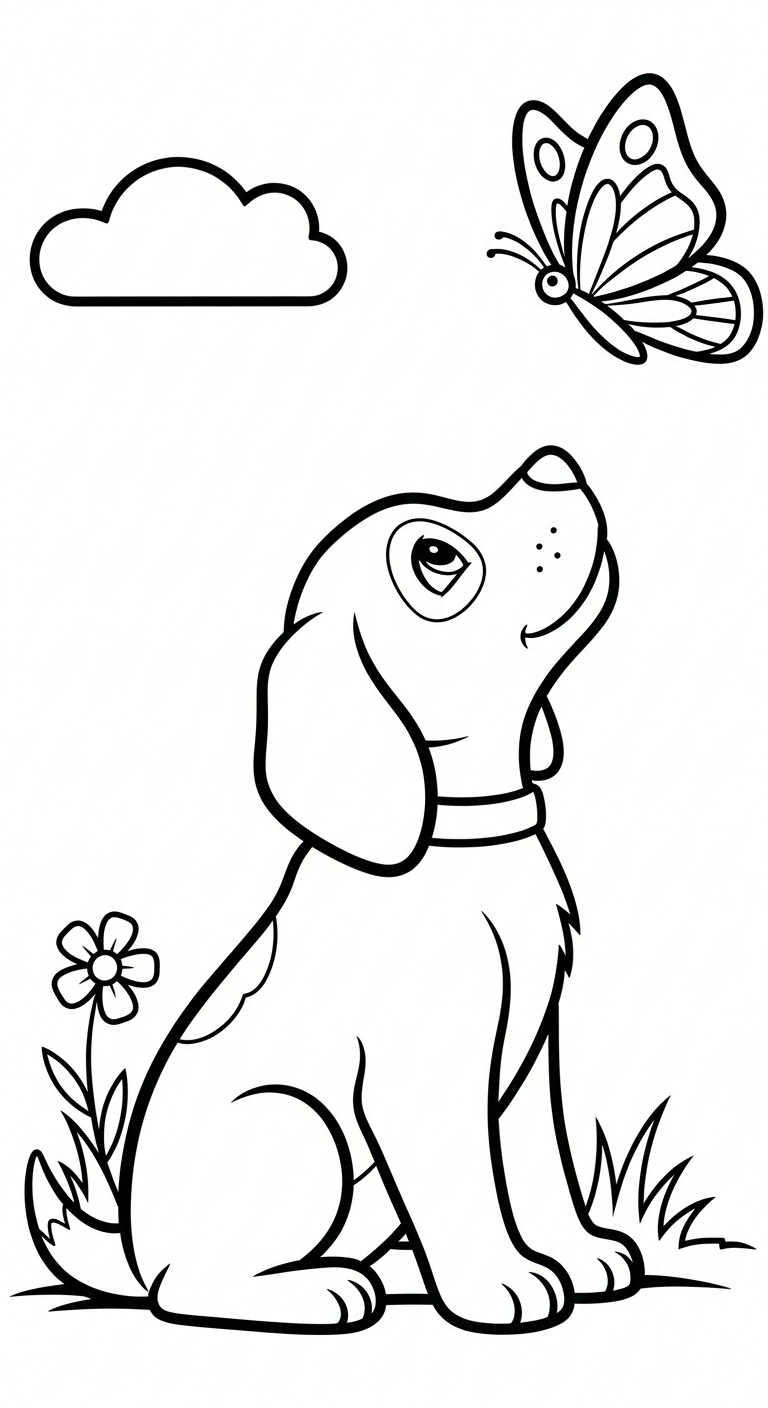 in tranh tô màu chó cho bé