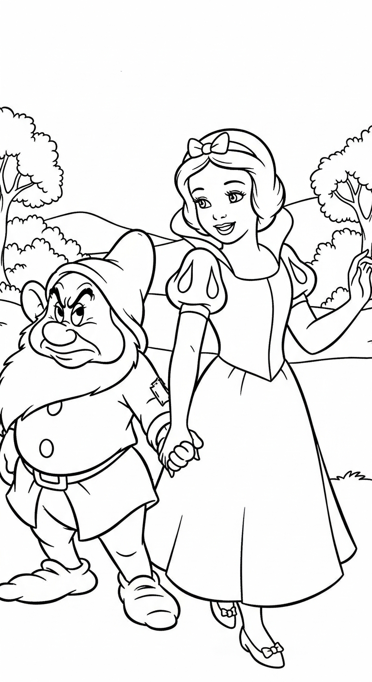 tranh tô màu công chúa Bạch Tuyết rõ nét