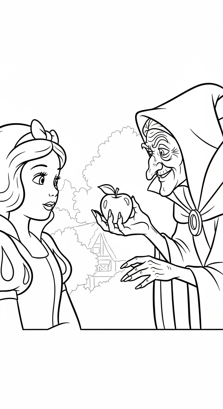 tải tranh tô màu công chúa Bạch Tuyết cho bé 5 tuổi