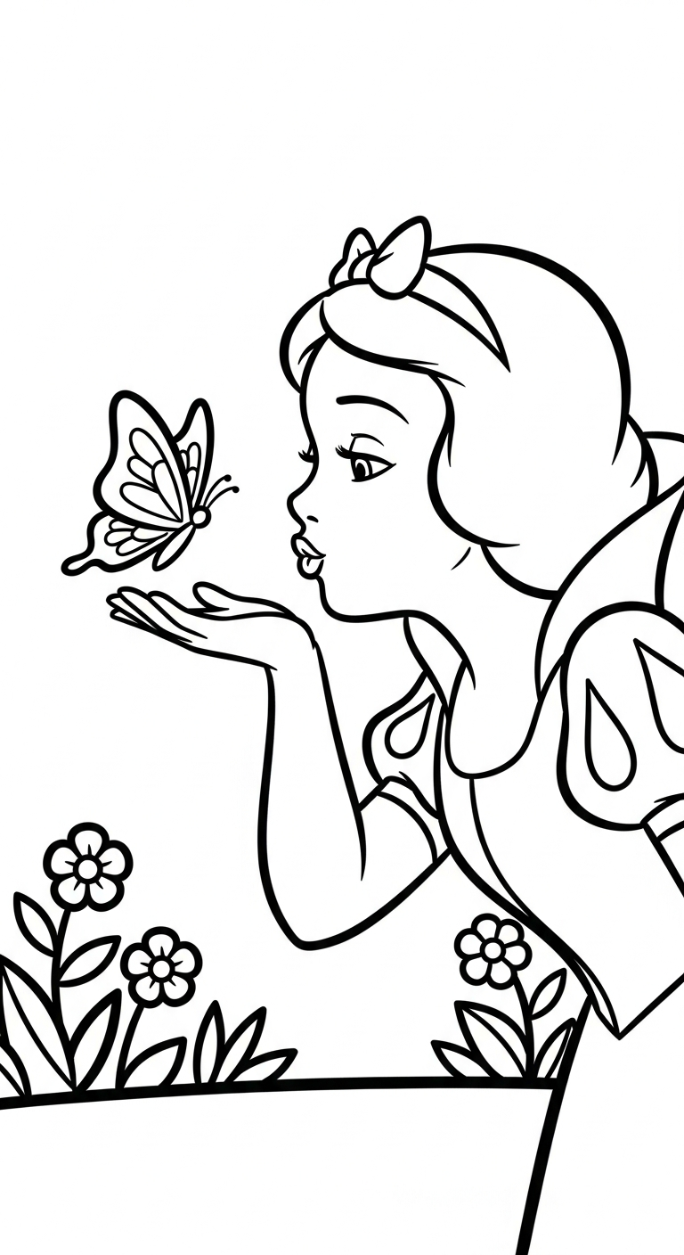 hình tô màu công chúa Bạch Tuyết cho bé đơn giản